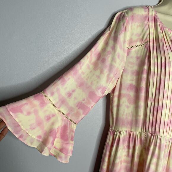 Julie‎ Brown NYC Cool Whip Rocky Pintuck V Neck Mini Dress Pink Coastal Relax L - Picture 5 of 16